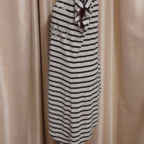 Peacocks asymmetrical striped blouse like new, black and grey