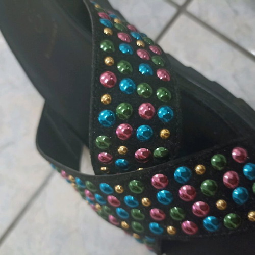 Liu Jo sandals new, black with colorful crisscross strap