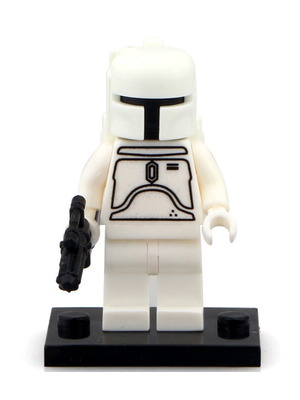 Boba Fett λευκή prototype στολή καινούργια με βάση και πιστόλι LEPIN