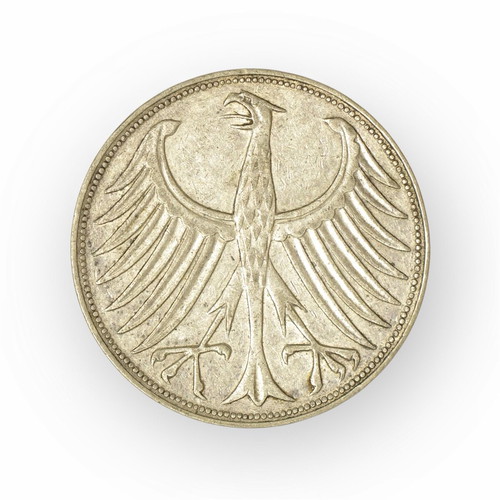 German silver coin 5 Mark 1957 used