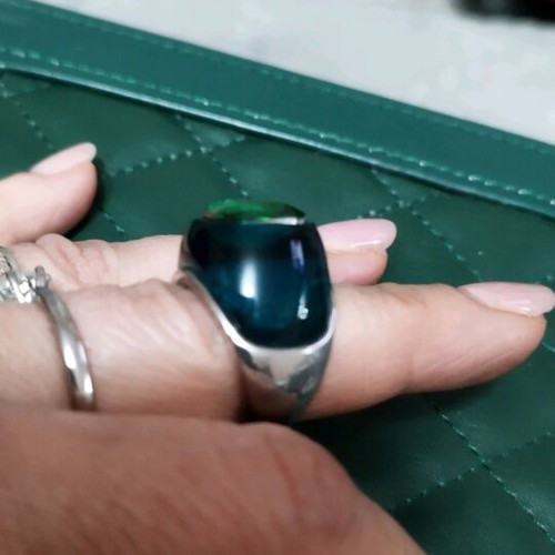 Silver ring handmade like new with blue and green stone