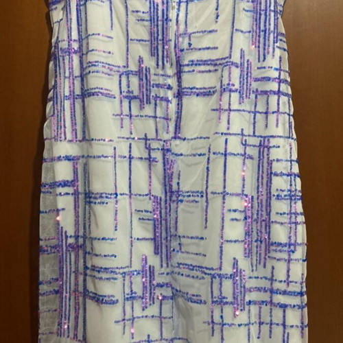 Women's dress with straps like new with blue-purple sequins