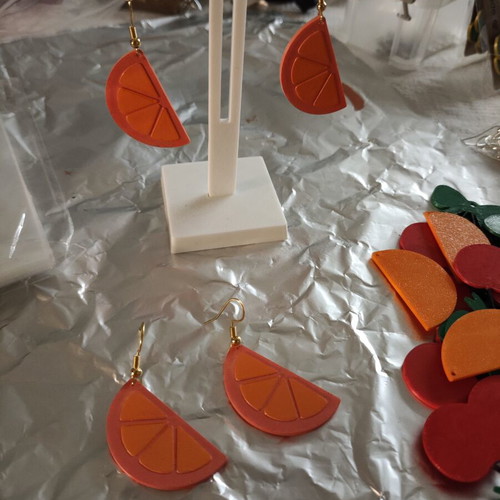 Our Grapefruit pink orange earrings 3D printed hand painted