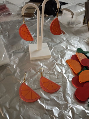Our Grapefruit pink orange earrings 3D printed hand painted