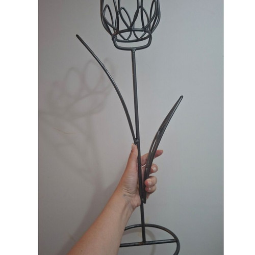 Metal Tulip Shaped Candle Holder Stand used, vintage boho style