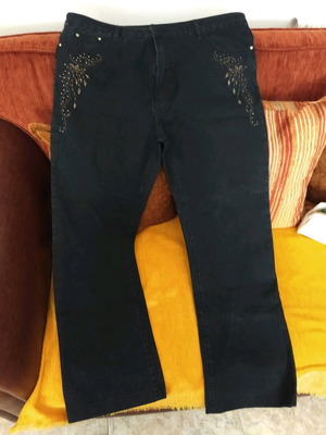 Παντελόνι τζιν καινούργιο με σχέδιο, νούμερο 56, μαύρο