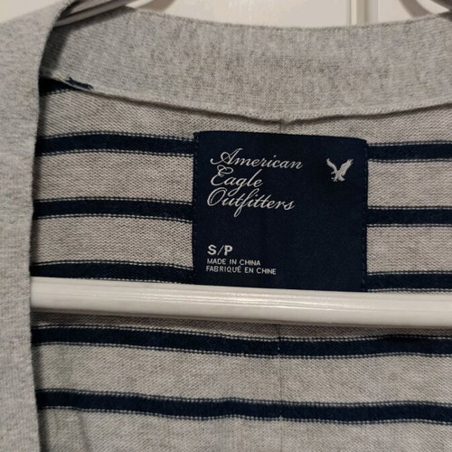 American Eagle cardigan like new, gray with blue stripes, size S