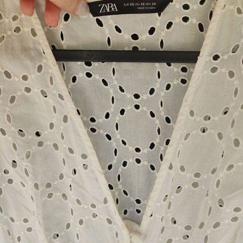 Zara white long kipour dress XS like new with slip dress