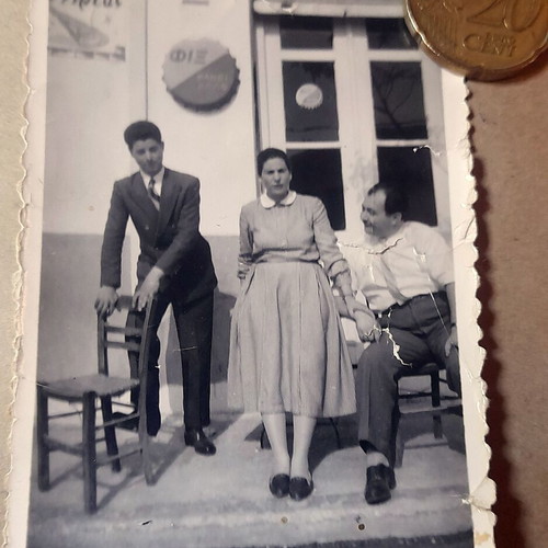 Fix 1958 black and white vintage photo used, meat shop and pregnancy note