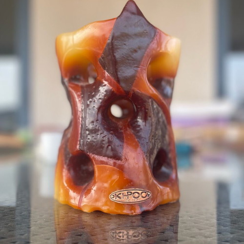 Handmade KHIROS candle like new, brown color with tealight holder