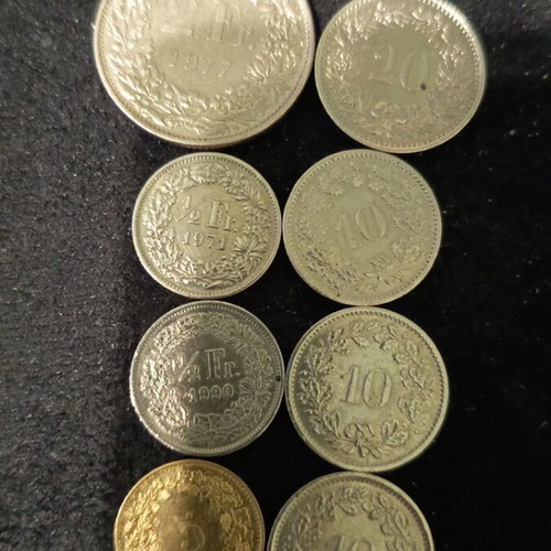 Collectible Swiss coins like new, set of 8 pieces