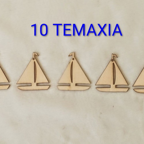 Wooden sailboat charms set of 10 for crafts and good luck