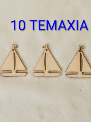 Wooden sailboat charms set of 10 for crafts and good luck