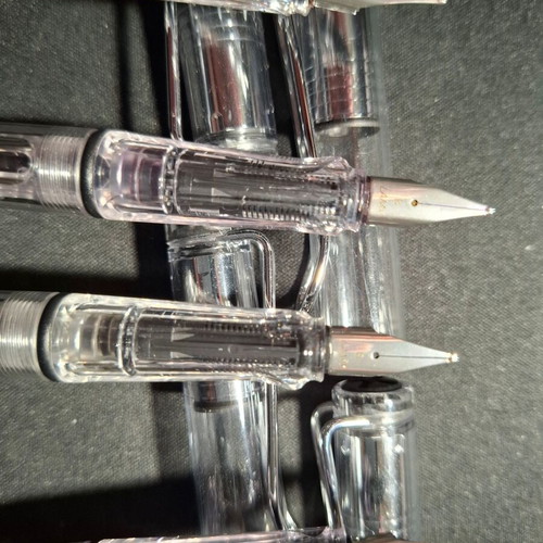 Lamy Safari clear fountain pens, broad nibs, set of 4
