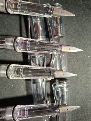 Lamy Safari clear fountain pens, broad nibs, set of 4