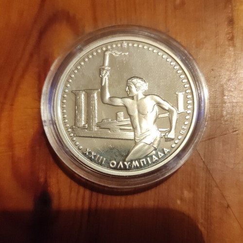 500 Drachma Silver Coin 1984 Los Angeles Olympics