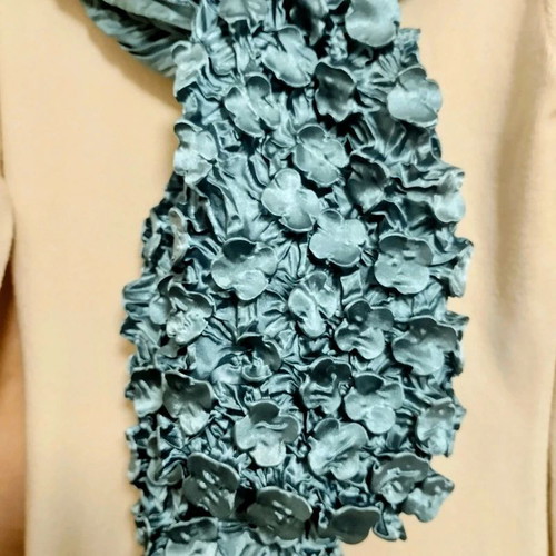 Beautiful pashmina scarf in mint green with embossed flowers