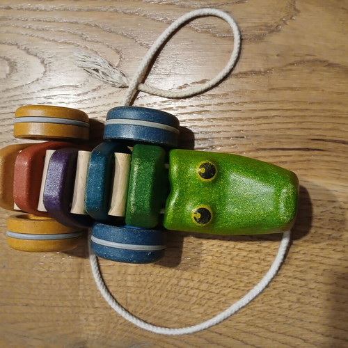 Plan Toys Συρόμενο Παιχνίδι Rainbow Alligator από Ξύλο Μεταχειρισμένο με Ήχους για 12+ Μηνών