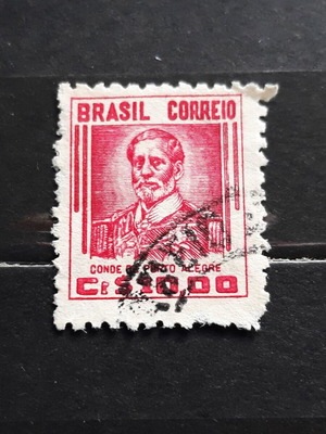 Brazil 1941 10 cr Conde de Porto Alegre stamp like new, red