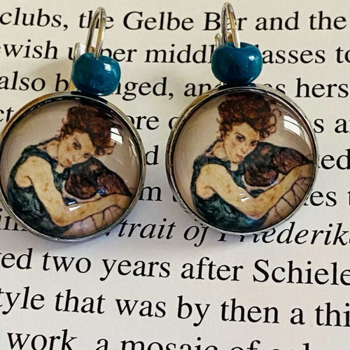 Egon Schiele Handmade Earrings Set Silver Color