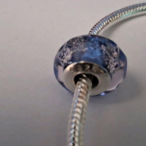 Murano charm for Pandora bracelet, new, soft purple silver 925