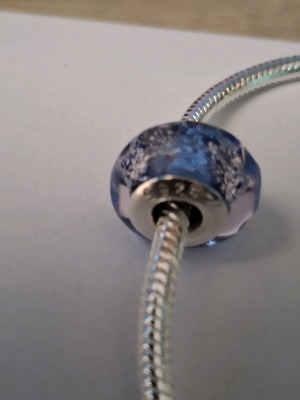 Murano charm for Pandora bracelet, new, soft purple silver 925