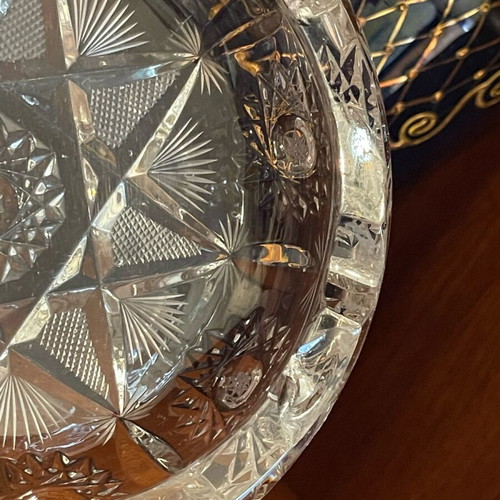 Large Bohemian Crystals Ashtray used, Bohemian crystal