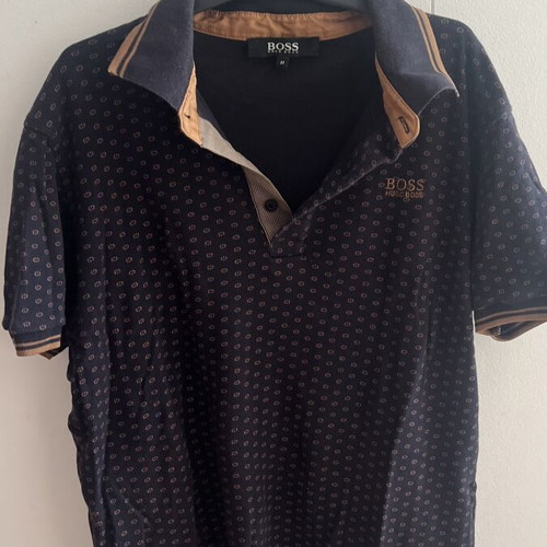 Hugo Boss polo shirt, black and brown, size M