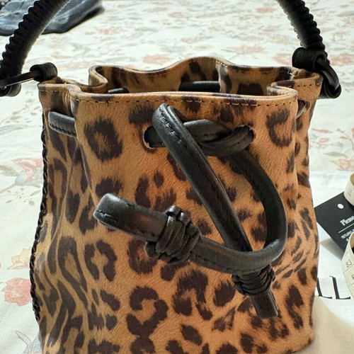Callista leather bucket bag with leopard print new with certificate