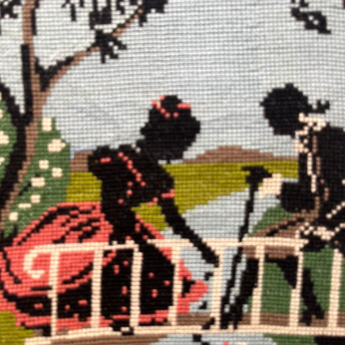 Handmade textile framed artwork, 0.28x0.20 m