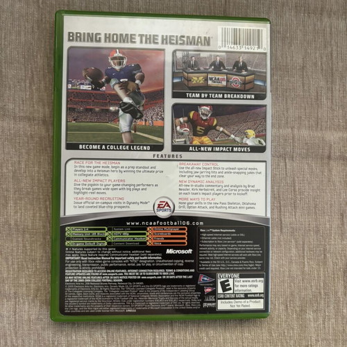 NCAA 06 Football Xbox Original NTSC game, American full version