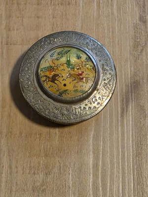 Vintage Persian Handmade Metal Jewelry Box used with Handpainted Mother of Pearl Miniature
