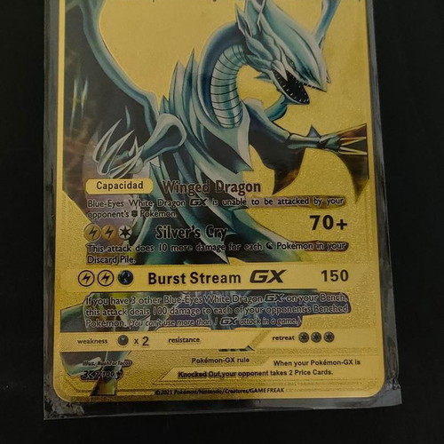 Blue-Eyes White Dragon GX Gold Collectible Card like new