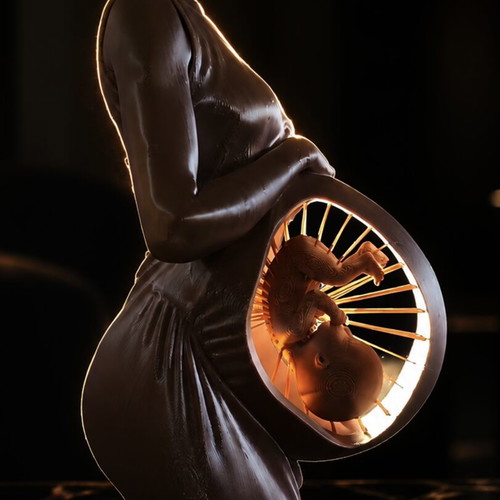 Surreal Decorative Sculpture / Lamp "Woman & Embryo"