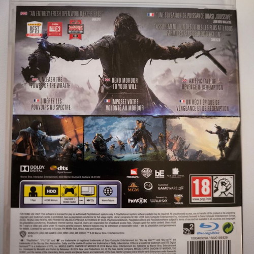 Middle-earth Shadow of Mordor PS3 game used, very good condition