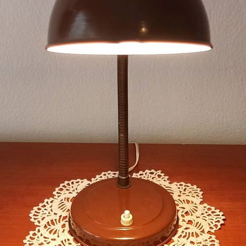 Vintage table desk lamp used, brown mid-century 1960