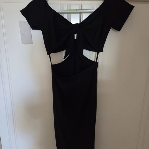 Black mini dress with cutout, size small, new