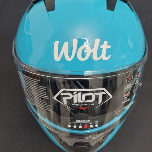 Pilot Road II motorcycle helmet medium blue flip-up with sunvisor Wolt new