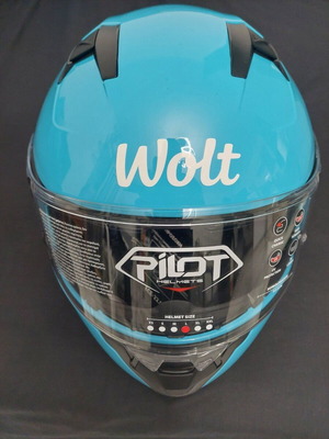 Pilot Road II motorcycle helmet medium blue flip-up with sunvisor Wolt new