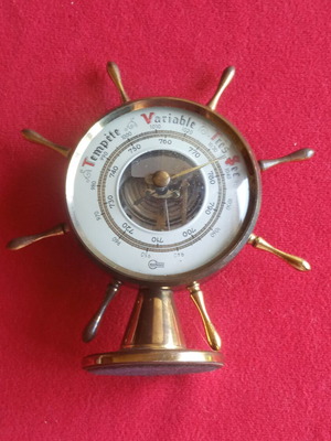 Barigo vintage aneroid barometer ship's wheel design used
