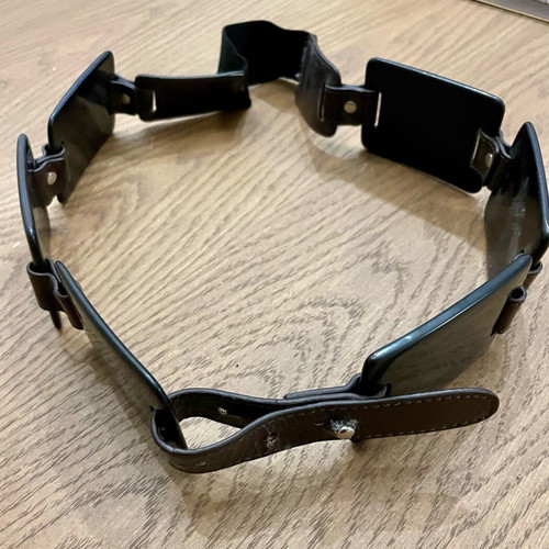 Zara belt used with brown leather, black plastic elements and elastic