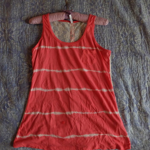 Sleeveless blouse with lace new, orange, size M