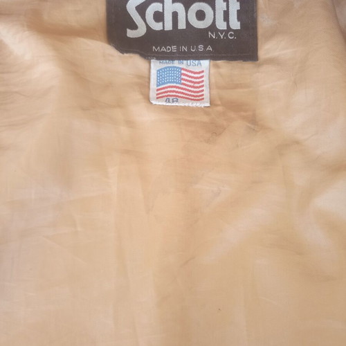Bomber jacket Schott made of quality goat suede used, brown, size 48