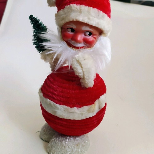 Vintage Christmas chenille candy box W.Germany like new