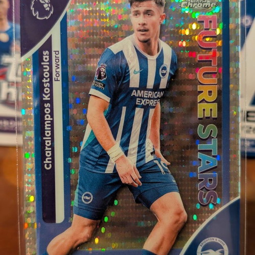 2025-26 Topps Chrome Premier League Charalampos Kostoulas Pulsar Refractor card like new