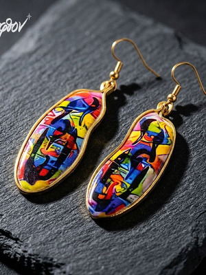 Invaga II handmade earrings made to order, multicolor, gold-tone
