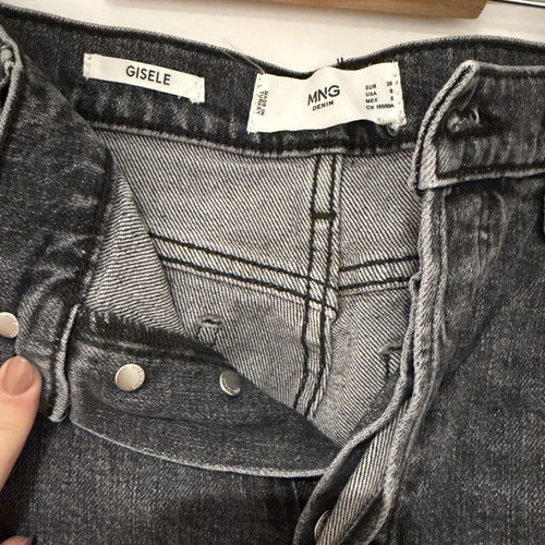 Mango Gisele gray high-waist straight mom jeans, size 38