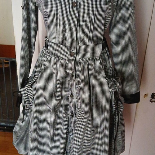 Summer dress black gray checkered like new, size M