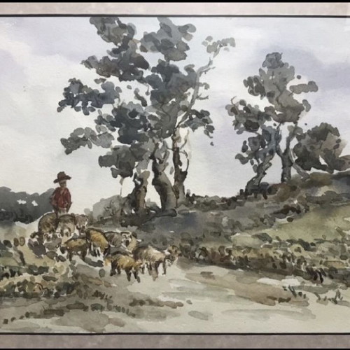 Christos Dantas painting watercolor on cardboard like new