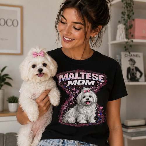 Maltese Mom T-Shirt new, women's dog lover gift